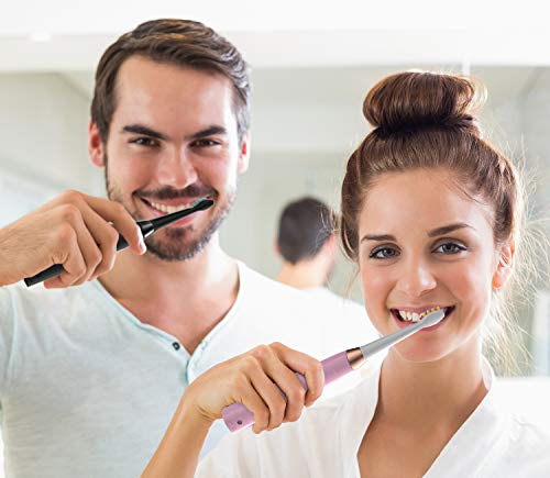 Dnsly Electric Toothbrush 2 Pack For Kids 8-12, Power Rechargeable Electric Toothbrush Last For 30 Days , 10 Brush Heads, 2 Minute Timer , Ultrasonic Black And Pink #TOP7