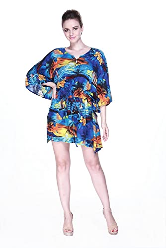 Image of Hawaii Hangover Family Matching Hawaiian Clothes, Sunset Blue | Family matching Hawaiian outfits, Sunset Blue, lightweight rayon, machine washable, tropical print, luaus, cruises