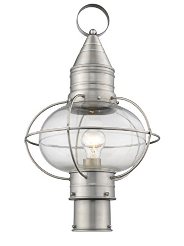 Livex Lighting 26905-91 Transitional One Light Outdoor Post-Top Lanterm From Newburyport Collection In Pwt, Nckl, B/S, Slvr. Finish, Brushed Nickel #TOP2