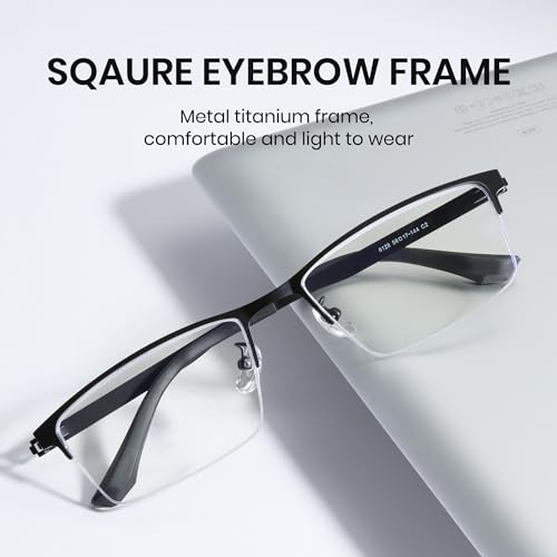 Image of Cyxus Titanium Frame Glasses for Men Semi Rim Eyewear Square Clear Lens Glasses Interchangable