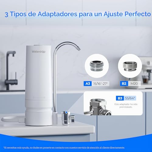 Miniatura 8 de Waterdrop Wd-Ctf-05 Filtro De Agua Para Encimera, 4000 Galones Con Recordatorio De Vida Del Filtro, Reduce Los Metales Pesados, El Mal Olor Y 99 De Cloro 1 Filtro Incluido