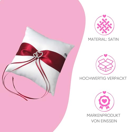 Einssein 1X Cuscino Matrimonio Parentesi 20X20 Grande Rosso-Bianco Portfedi Cuore Avorio Porta Cuscinetto Cuscini Anelli Doppio Con Strass Gioielli Fedi Nuziali Per Porta Il Pizzo Cane Da Ricamare E - 5