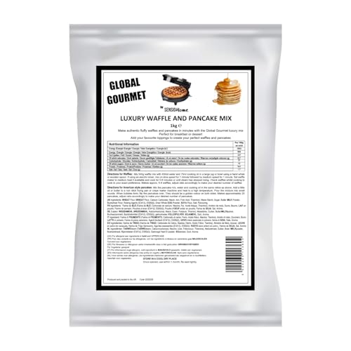 Global Gourmet Luxury Belgian Style Waffle & Pancake Mix 1KG For Belgian & Liege Waffles Quick & Delicious Value Size
