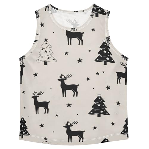 J JOYSAY Christmas Moose Tree Star Boys Tank Top Sleeveless Muscle Shirts Quick Dry Workout Sport Active Kids T-Shirts 3-15T