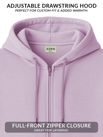Image of ADRO Men's Regular Fit Zip-Up Hoodie for man | 320 GSM Cotton Poly Fleece Zipper Sweatshirt with Soft Fabric & Printed Hoodies