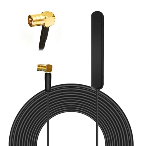 Antena Coche Amplificada Corta Universal, Antena Dab de Radio FM Am Automóvil, Cable de 3M, Conector SMB, Parabrisas y Parche, para Pioneer Kenwood JVC Alpine Clarion de Sintonizador FM