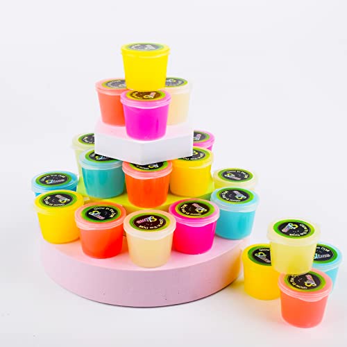 24 Pack Glow in The Dark Slime, with Pink, Blue, Light Blue, Orange and Yellow for etc, Super Soft and Non Sticky Stress Relief Toy, for Kids Party Favors, School Education and Birthday Gift - Image 5