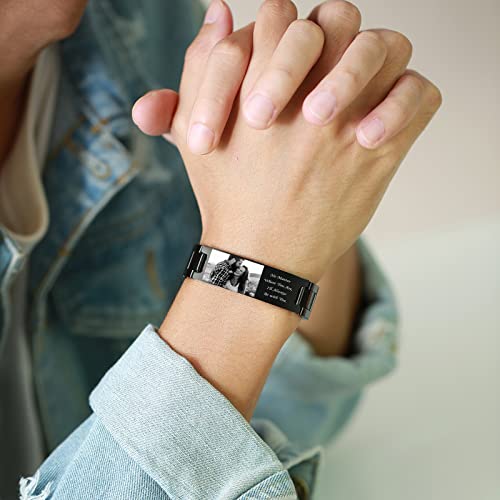 VNOX Personalized Picture Bracelet for Men Women Free Engraving Custom Photo Bracelets Stainless Steel Adjustable Customized Wristbands 5.9-9.5 Inch Customizable Christmas Gifts for Boyfriend Husband2