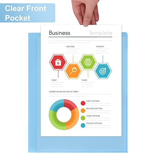 Eoout 5Pcs Plastic Folders With Clear Front Pocket, Pocket Folders, Plastic Folders For Documents, File Folders With Fasteners For Office School Students Teachers (5 Pastel Colors) #TOP3