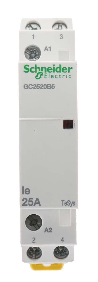 Schneider Electric GC2520B5 TeSys GC Modular Contactor, 25A, 2 NA, Bobina 24 V AC, 81mm x 17.5mm x 62.5mm, Blanco