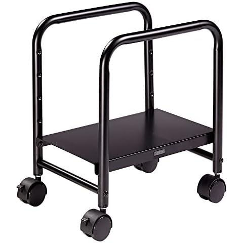 EUREKA ERGONOMIC Computer Tower Stand, Height Adjustable ATX-Case CPU Holder Mobile Rolling Cart with Locking Caster Wheels, CPU Steel Rolling Stand for Office Home, Black Cover