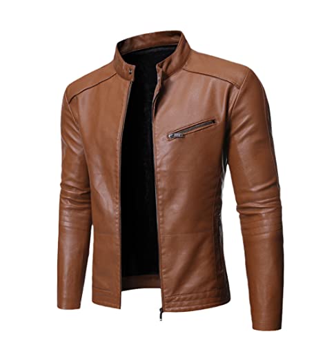 Veste de moto américaine homme contre le vent en cuir champagne robuste