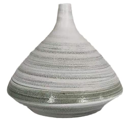 HH-CC Florero de boca pequeña cepillado verde oscuro adornos de cerámica mesa como flores adornos SHANCL (Color: A) Cover