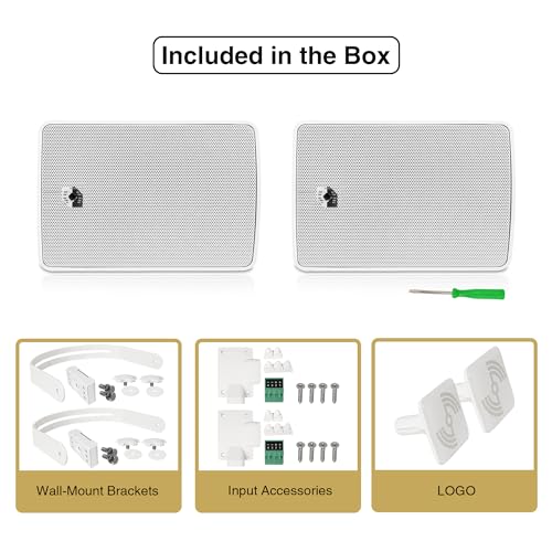 Image of Sound Town Commercial Restaurant Bluetooth Amplifier + Surface-Mount Speaker Set, with One 2-Zone 70V /100V Amplifier with Bluetooth, 4 x 4.5-Inch Surface-Mount Speakers, White (PAC80X4TV4W)