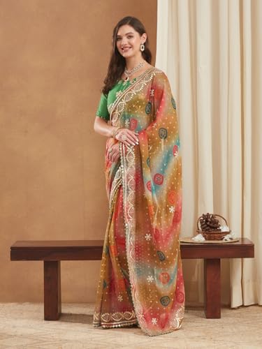 Image of Women's Banarasi Silk With Jacquard Print Saree With Blouse