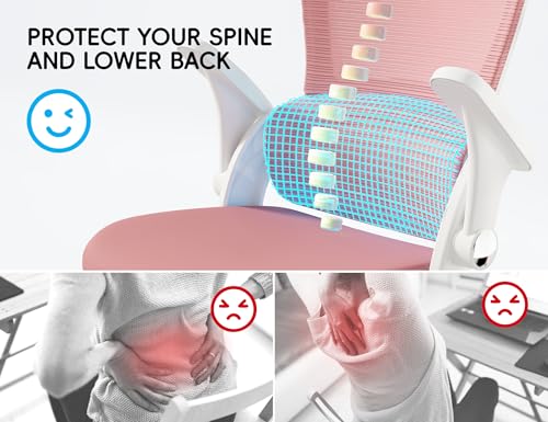 Image of TRALT Office Chair - Ergonomic Office Chair with Back Support, Home Office Desk Chairs, 330lbs Wide Seat Big and Tall Office Chairs with Headrest, Comfy Desk Chairs (Pink)