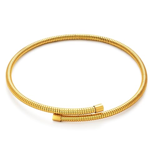 Chunky Gold Open Choker Collar Necklace for Women Stainless Steel Snake Chain Exaggerated Necklace