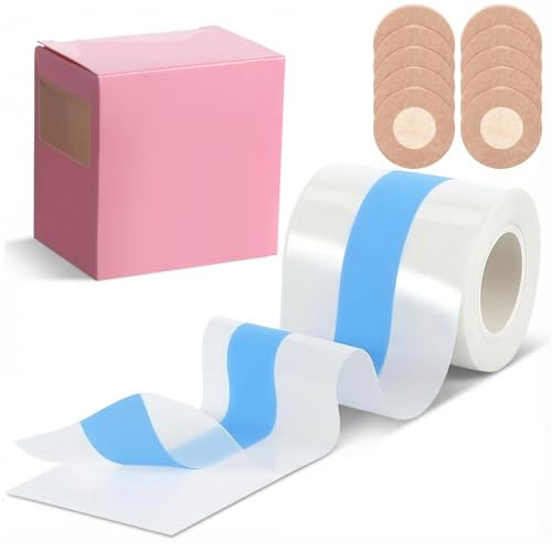 Clear Breathable Boob Lift Tape Soft Silicone Breast Tape Invisible Breast Lift Tapes with 10Pcs Circle Nipple Covers Sticky Transparent Boobtape for Wedding Party Anniversary Dress Sport Clothes