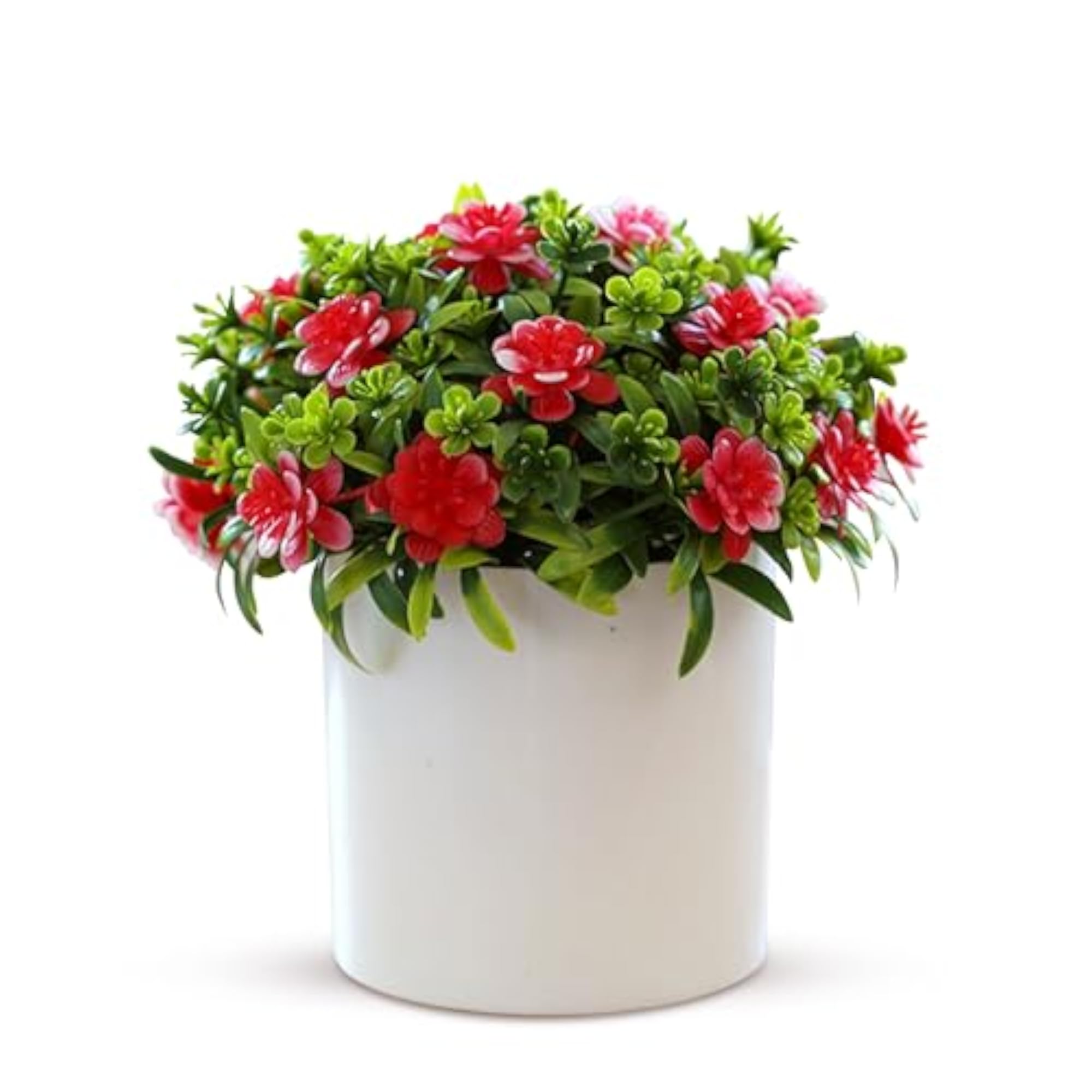 Artificial Plants with Pot, Small Red Flowers
