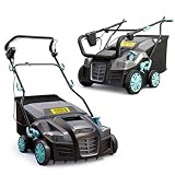 Ecobuild 2000W Electric Lawn Scarifier and Aerator – Heavy-Duty 2-in-1 Lawn Rake for Dethatching, Moss & Thatch Removal – 40cm Working Width, 55L Grass Collector, 5 Depth Settings, 10m Power Cable