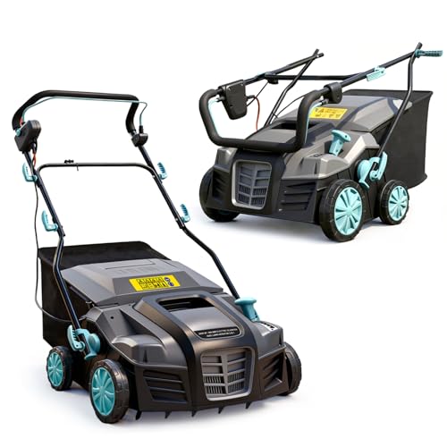 Image of Ecobuild 2000W Electric Lawn Scarifier and Aerator – Heavy-Duty 2-in-1 Lawn Rake for Dethatching, Moss & Thatch Removal – 40cm Working Width, 55L Grass Collector, 5 Depth Settings, 10m Power Cable