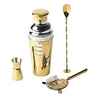 Cooper & Co. 4pcs Mixologist 750ml Cocktail Bartender Set Metal Gold
