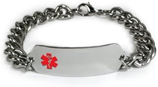 PACEMAKER Medical ID Alert Bracelet with Embossed Emblem and Wide Chain. Style: Classic Wide, Premium Series.