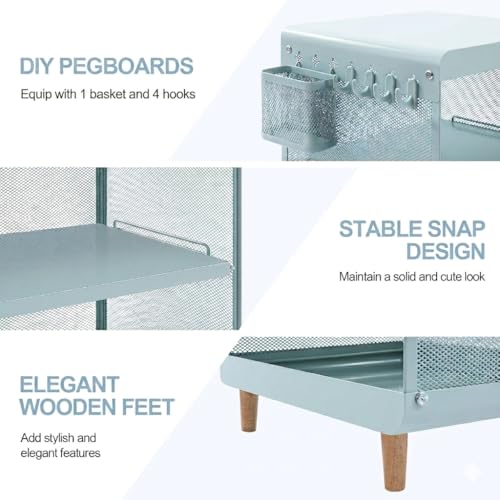 SYKIARIOL Kids Nightstand for Girls, 3-Tier Storage Shelf, Mint Green by SYKIARIOL - Used condition - Image 4