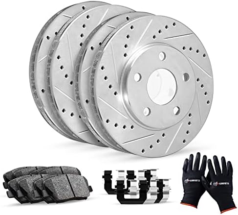 R1 Concepts Front Rear Brakes and Rotors Kit |Front Rear Brake Pads| Brake Rotors and Pads| Ceramic Brake Pads and Rotors |Hardware Kit|fits 2012-2016 Subaru Impreza