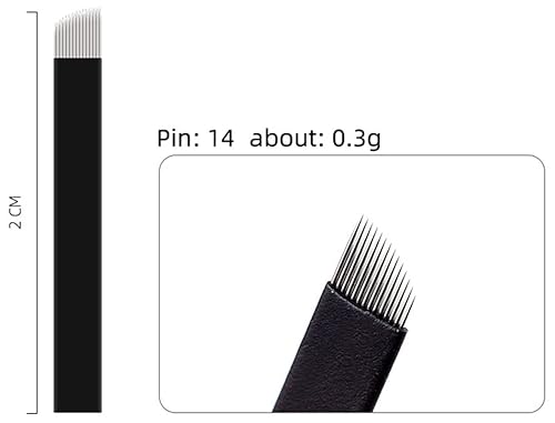 Miniatura 3 de XIAOYU Agujas de tatuaje de cejas, 50 agujas desechables Microblading para cuchillas de maquillaje manuales de tatuaje de cejas, F14