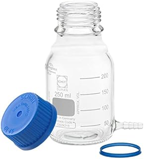 Chemglass CLS-1423-100 Series CLS-1423 Duran Media Bottle with Hose Barb for 1/4