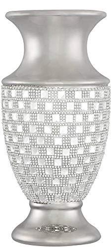 Alino 11 1/2" High Silver And Crystal Urn Vase - Dahlia Studios #TOP1