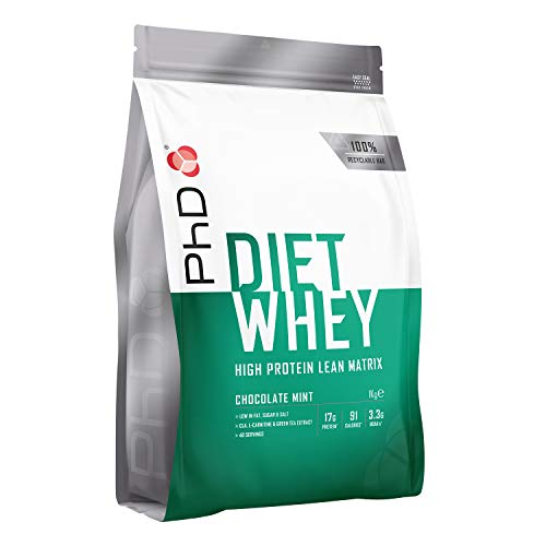 PhD Nutrition Diet Whey Protein Pulver, Diät High Protein Schlankformel, Schokolade Minze Eiweiß Protein Pulver, 17g Eiweiß, 40 Portionen pro 1kg Beutel