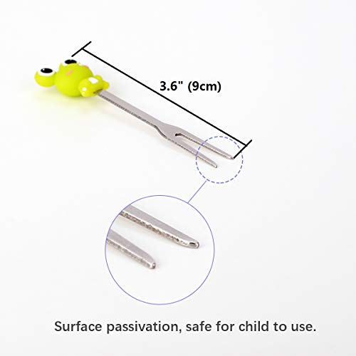 Zeltauto 6 Pcs Fruit Forks Cute Cartoon Animal Food Picks for Kids Mini Salad Cake Dessert Toothpicks Forks with a Ceramic Holder for Party Supply(Cartoon)