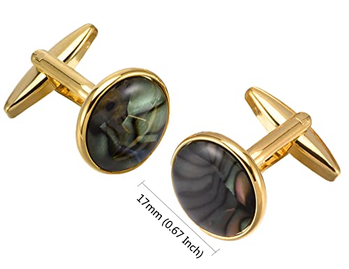 Set de Mancuernillas y Clip para Corbata Abulón Natural Plateado y Dorado miniatura 4