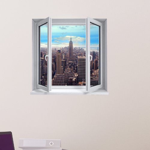 Sticker mural New York trompe l'œil 120x120 pour bureau moderne