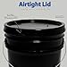 MKS Plastics 3.5-Gallon Bucket with Airtight Lid – Made in USA, Food Grade BPA Free Plastic, Heavy Duty Multi-Use, Metal Handle with Grip, Stackable Storage – Black, 3 Pack