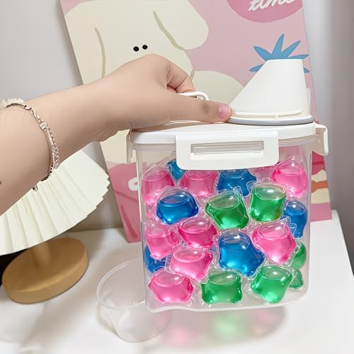 Image of 1100ML Washing Powder Container, Clear Reusable Detergent Storage Jar, Airtight Laundry Organizer, for Bathroom Countertop, Home & Utility Room (Pack of 1)
