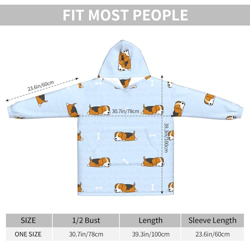 Sweat à capuche couverture flanelle avec manches pull géant motif chien