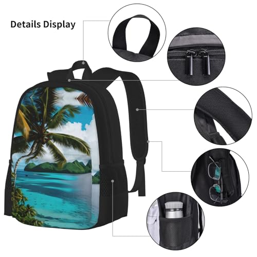 Norway Islands Print 3 Piece Backpack Set, Laptop Daypack, Lightweight Bookbag Set With Lunch Bag Pencil Case4