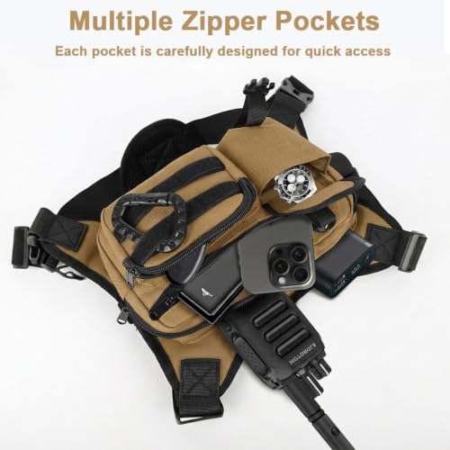 Image of GUSTAVE Chest Bag for Men Women Black Tactical Vest Bag Waterproof Multi-pockets Adjustable Rig Bag for Running, Cycling, Sports, Workouts, Outdoor