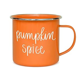 Sweet water decor pumpkin spice coffee mug 18oz galvanized steel campfire style coffee cup fall mug fall seasonal decor pumpkin coffee cup  urban country home decor