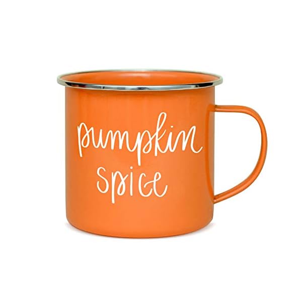 Sweet water decor pumpkin spice coffee mug 18oz galvanized steel campfire style coffee cup fall mug fall seasonal decor pumpkin coffee cup  urban country home decor