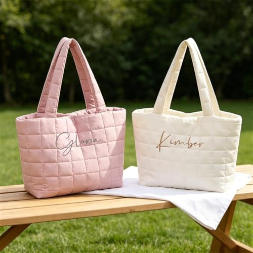 Bolso Tote de Nylon Acolchado Personalizado para Mujer miniatura 4