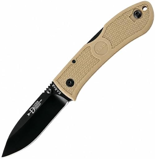 Dozier Pocket Knife 3" Drop Point D2 Stainless Steel Blade Zytel Handle Coyote Brown