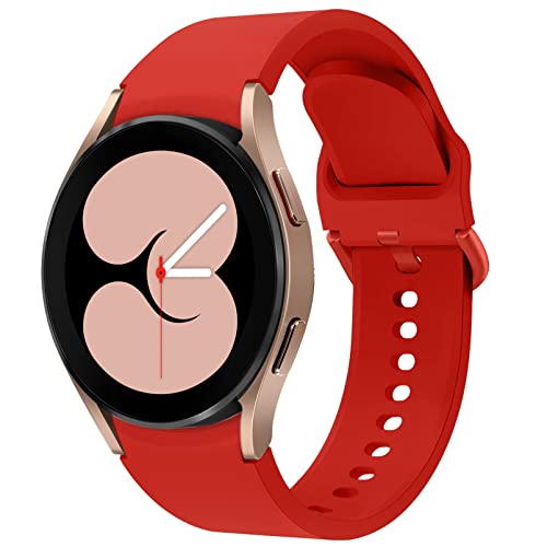 Apbands 20mm Band Compatible for Samsung Galaxy Watch 4 44mm 40mm/Galaxy Classic 42mm 46mm/Active/Galaxy 3 41mm/Galaxy 42mm, Soft Silicone Sport Strap Active 2 40mm, official Red