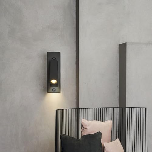 Lampa ścienna do sypialni, wbudowana, obrotowa lampa do czytania LED z przyciskiem ściemniacza, regulowana lampa zagłówka do hoteli i domów (brąz)