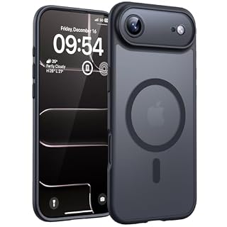 TOCOL für iPhone Air Hülle für MagSafe, Vollständiger Kameraschutz, Eingebauter Magnetring, Stoßfest Kratzfest Transluzente Matt Handyhülle für iPhone 17 Air Case 6,5 Zoll, Schwarz