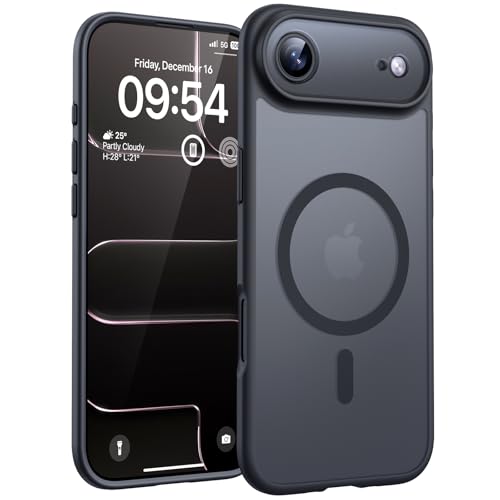TOCOL für iPhone Air Hülle für MagSafe, Vollständiger Kameraschutz, Eingebauter Magnetring, Stoßfest Kratzfest Transluzente Matt Handyhülle für iPhone 17 Air Case 6,5 Zoll, Schwarz
