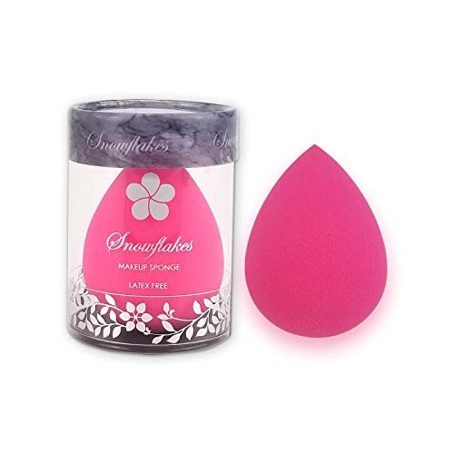 Snowflakes Beauty Sponge Makeup Blender-Latex Free， Tear Drop Shape Sponge Flawless Coverage of Powder, Cream, Liquid. (Pink)